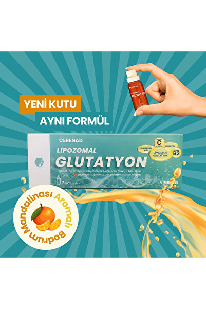 Cerenad Glutatyon, Lipozomal Glutatyon, Lipozomal C Vitamini, Hyaluronik Asit 20ml X 7 Shot Içilebilir