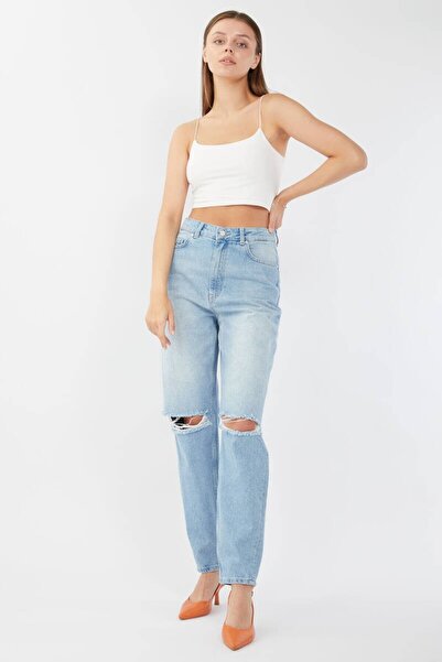 BANNY JEANS Női Dizi szakadt farmernadrág világoskék