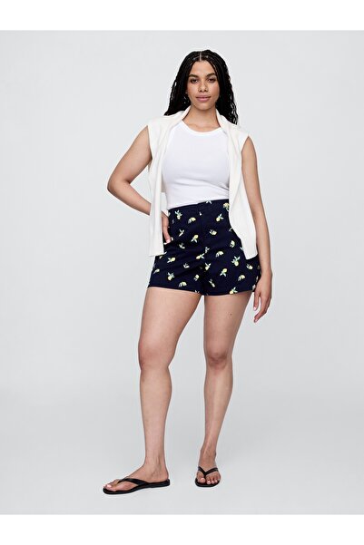 GAP Kadın Limon Desenli Mid Rise Downtown Khaki Şort