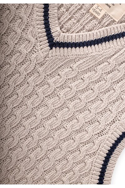 Cigit Saş Örgü Triko Süeter 3-9 Yaş Taş