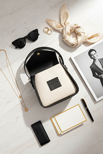 KISCHE Kanvas Deri Garni tote bag omuz kadın çantası Esme