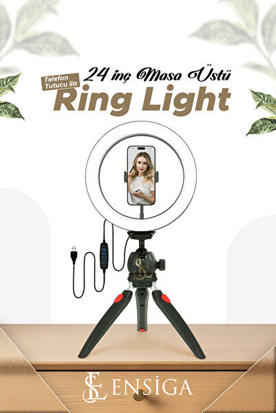 EN SİGA Masa Üstü Işık Ring Light 10 Inç Led Mini Masa Tripodlu Video Stüdyo Makyaj Işığı