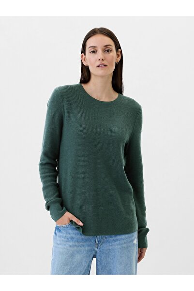 GAP Kadın Koyu Yeşil Textured Kazak