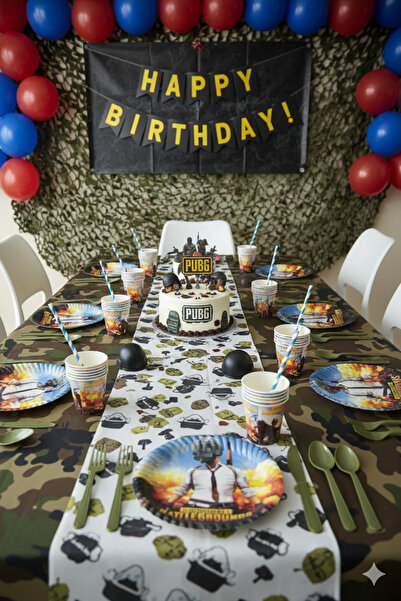 Deniz Party Store Pubg Karton Tabak Bardak Set 8 Kişilik