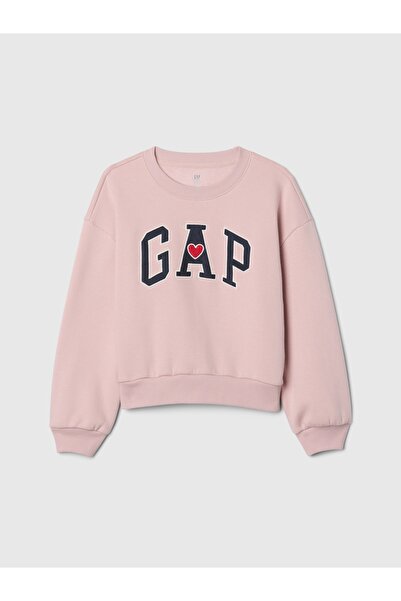 GAP Kız Çocuk Pembe Logo Vintage Soft Sweatshirt