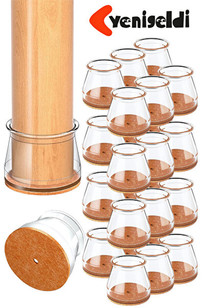 Yenigeldi 24 Pieces Round Chair Feet (T:3.6Cm U:3.6Cm) Transparent Silicone Thin Felt Chair Feet