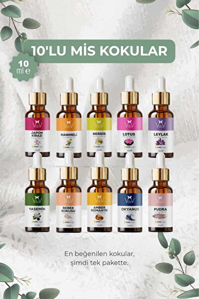 Villov 10'Lu Set Esansiyel Uçucu Yağı Buhurdanlık Yağı Aromatereapi Difüzör Y...