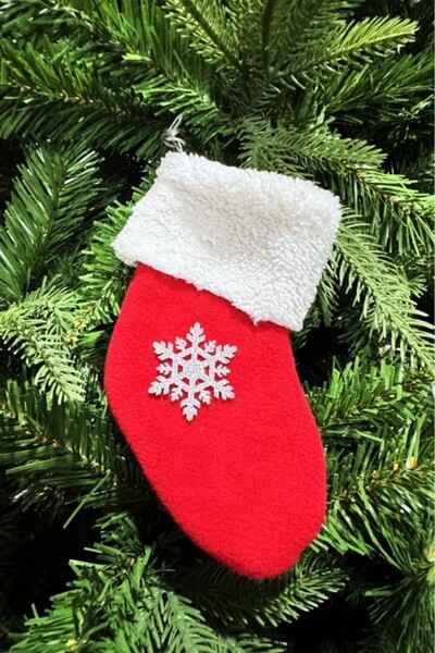 BeySüS Yılbaşı Çam Süsü Çorap Kırmızı 18cm