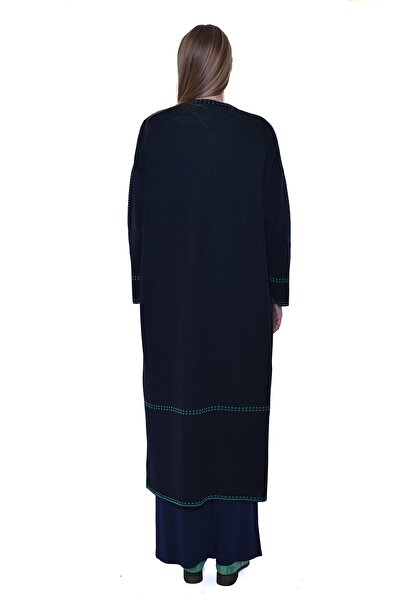 Invee Invee 7083 Long Cardigan with Wool Blend - Navy