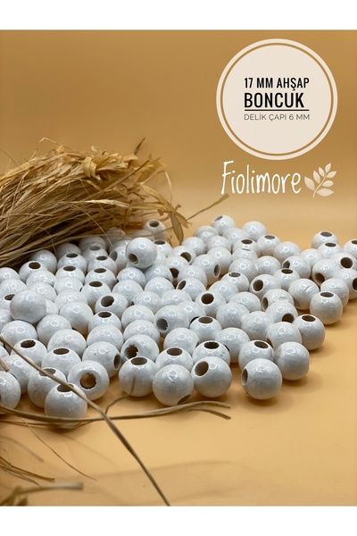 Fiolimore Mărgele din lemn alb de 17 mm (50 gr 32 bucăți) Diametru gaură larg...