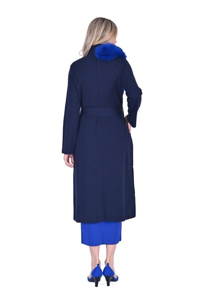 Invee Steel Knitted Fur Detailed Knitwear Cap Dark Blue