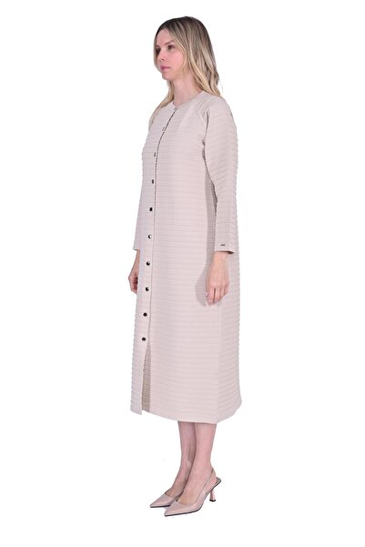 Invee Ladder Knit Long Knitwear Cardigan Stone