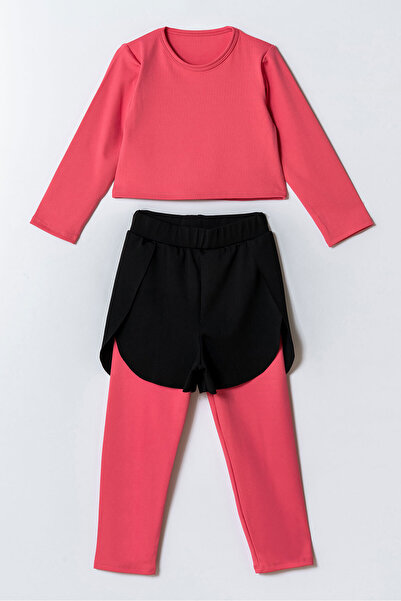 Beniizle Girls' Sports Suit with Shorts Detail
