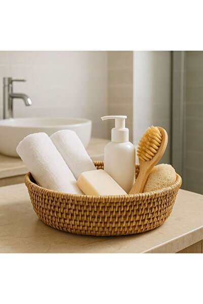 YzHome 1 قطعة فقط متوسطة الحجم مستديرة من القش لتقديم المضيف سلة منظم منظم وع...