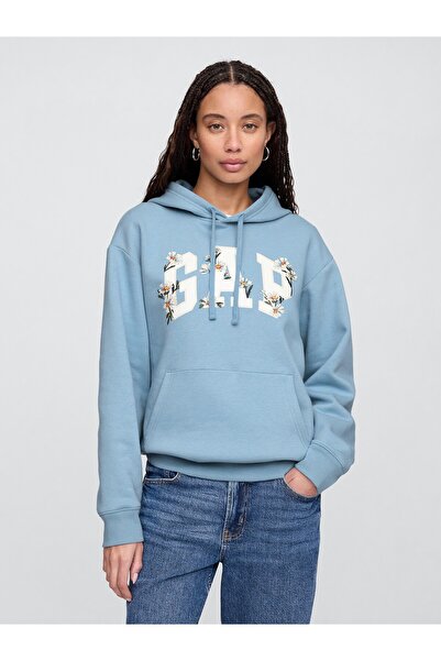 GAP Kadın Mavi Logo Heritage Sweatshirt