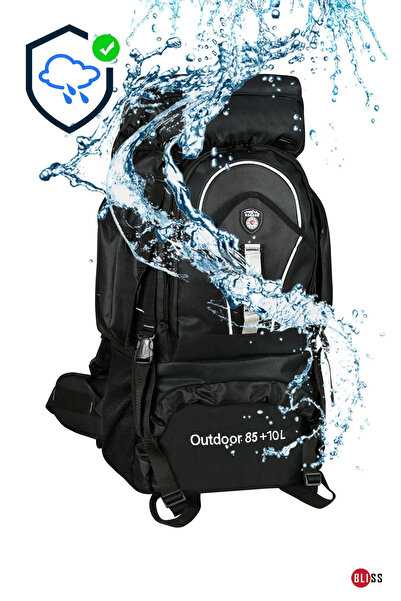 Bliss Professional Black 85+10 Liter Water Resistant Mountaineer & Camping Bag with Back Support