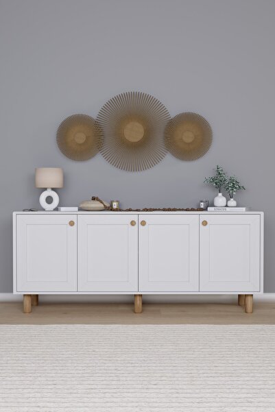 midoser Natura Kapaklı Aynasız Bohem Ayaklı Konsol Beyaz 180 Cm.