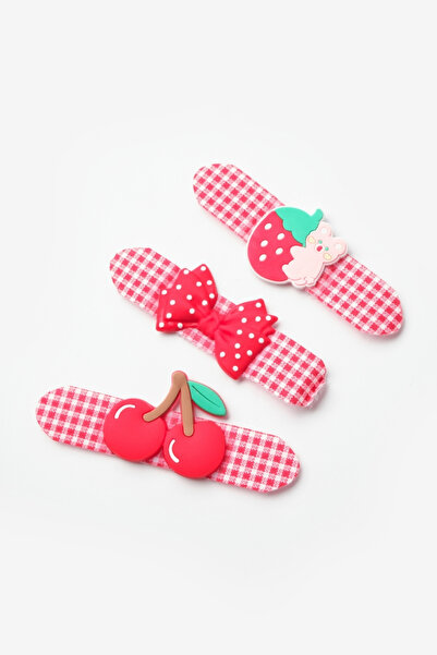 Le Mabelle Red Plaid Figured 3-Piece Girl's Buckle Set