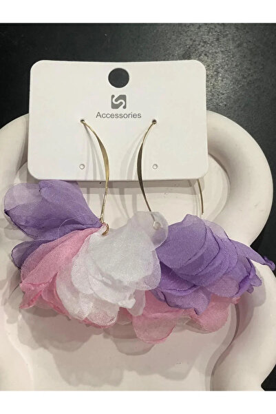 Bijutek Bijouterie Gold Color Feather - Metal Women's Earrings with Beads and Pearls Pattern Jewelry