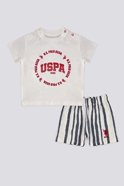 U.S. Polo Assn. Erkek Bebek 2 Lı Kısa Kol T-shırt Takım - Krem