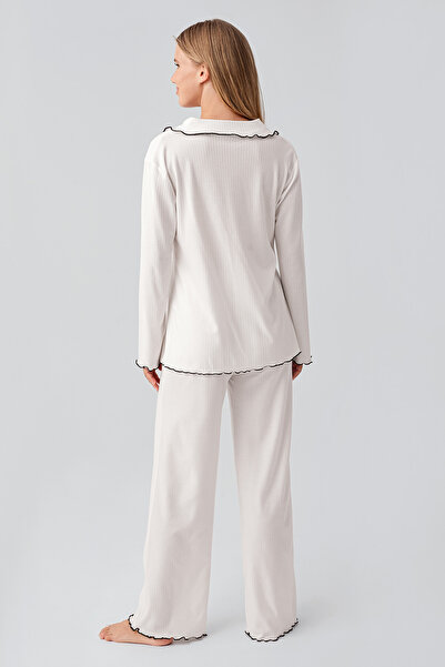 Artış Long Sleeve Ribbon Tie Bow Viscose Pajama Set
