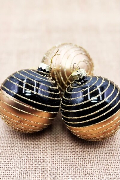 BeySüS Χριστουγεννιάτικο μπαλάκι με μοτίβο ζέβρας, γυαλιστερό πεύκο, γιορτινό μπαλάκι - 8 εκ. 3 τεμάχια