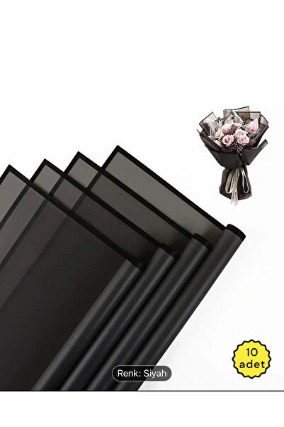 COLORPAK Çiçek Buket Ambalaj Jelatin Kağıdı (SİYAH ZEMİN VE SİYAH KENARLI) Mat Opp 55x55cm 10adet