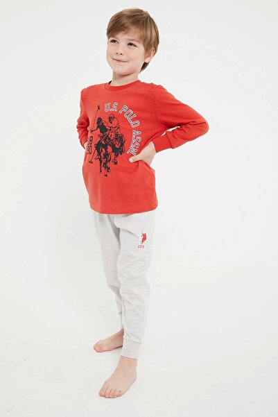 U.S. Polo Assn. Комплект пижама за момче с дълъг ръкав Licensed Horses Tile