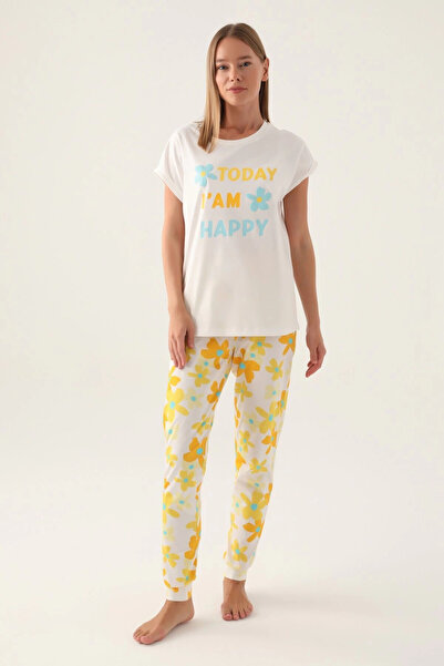 Rolypoly طقم بيجامة كريمي بأكمام قصيرة للفتيات