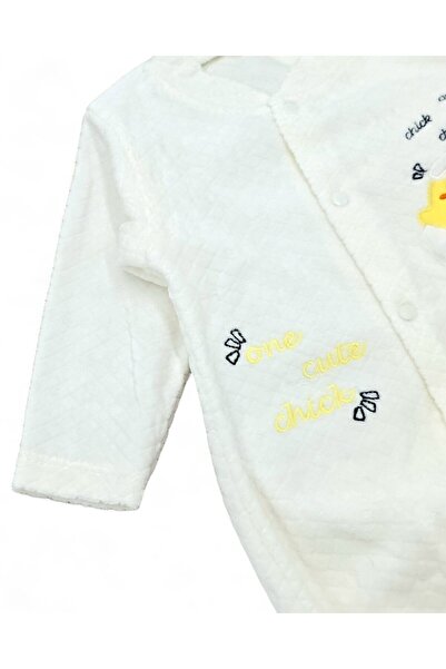 Ege Bebek Baby Winter Chick Patterned 100% Cotton 0-1-3-6 Months Velvet Snap Jumpsuit