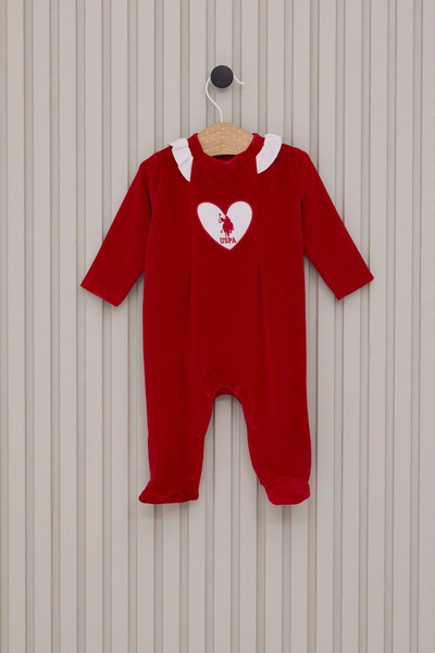 U.S. Polo Assn. Us polo baby girl booties jumpsuit - red