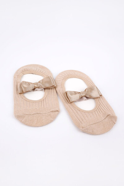 Le Mabelle Girl's Mink Ballerina Socks - Bow Detailed