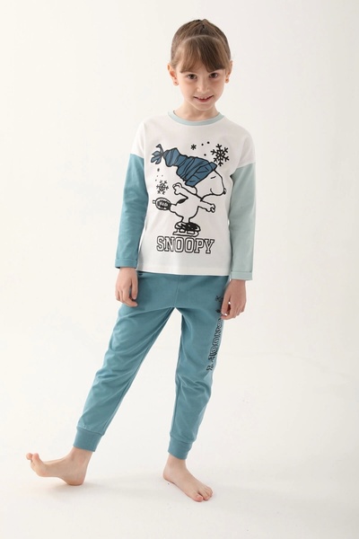 SNOOPY Крем Дівчачий піжамний комплект з довгими рукавами
