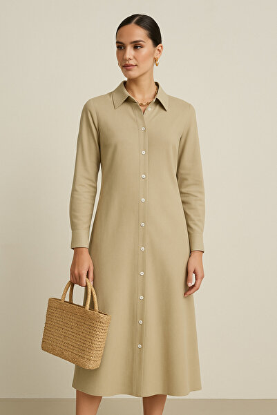 Rich Women's Long Sleeve Button-Down Shirt Dress