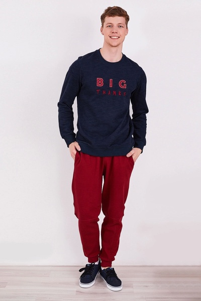 ROLY POLY Σετ ανδρικών πιτζάμες με μακρυμάνικο χρώμα της Rolypoly Big Thanks Navy Blue