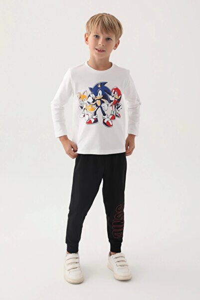 Sonic Modern Sonic White Printed Boy's Pajama Set