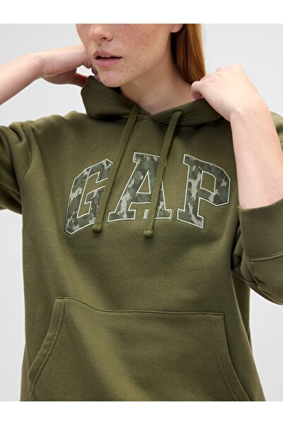 GAP Kadın Haki Logo Fleece Sweatshirt