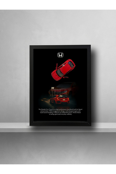 artevelle Honda Civic Type R Çerçeveli Diecast Tablo (1:32 Ölçek, Siyah MDF Çerçeve)