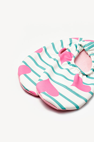 Le Mabelle Pink Heart Patterned Girl's Sea and Pool Shoes