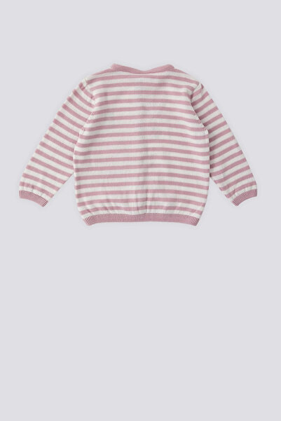 U.S. Polo Assn. U.S. Polo Assn Pembe Çizgili Düğmeli Bebek Bebek Hırka