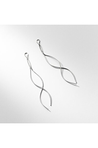 delis Elegant Long Drop Earrings in 925 Silver, Rhodium Plated, Without Closure