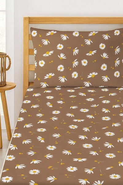 Rivaİstanbul Coffee Daisy Double Sheet Cotton