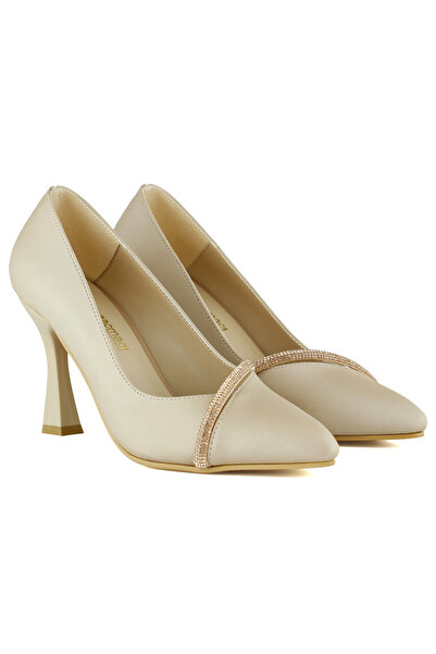 Erkan Saçmacı Večerní společenské boty Roland Ten Satin Stone s špičatou špičkou a tenkým podpatkem