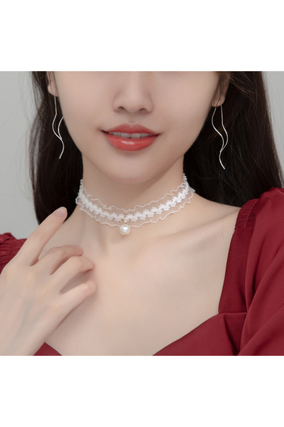 delis Elegant Long Drop Earrings in 925 Silver, Rhodium Plated, Without Closure