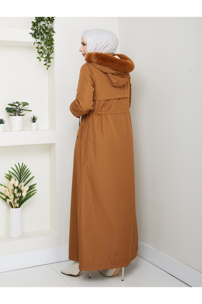 RACE FASHİON Μακρύ παλτό Bondit με κουκούλα, ελαστική μέση και γούνινο επένδυση μέσα, RC1405002