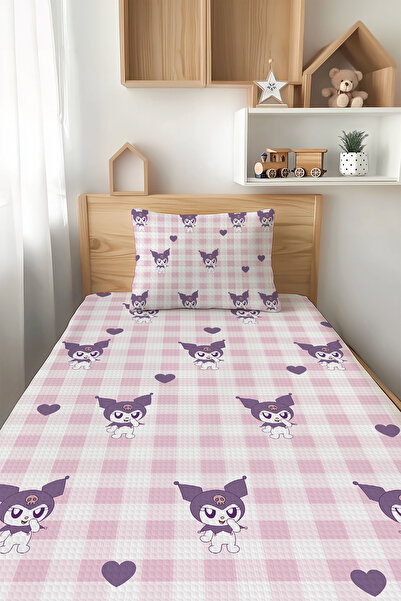 Şen Dekorasyon Plaid Kuromi 4 Seasons Children's Pique Set