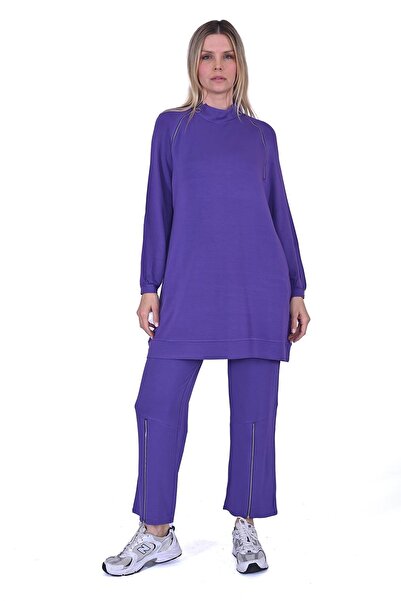 Invee Zippered Training Suit Purple