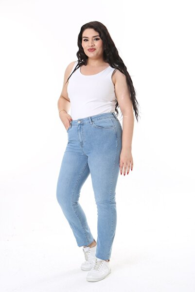 Şans Blugi lycra cu talie înaltă de mărime mare, 5 buzunare - 65N38132