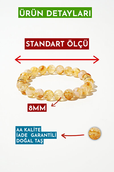 Orenda Design Sitrin Doğal Taş Bileklik (POZİTİF ENERJİ DEPOSU) 1.kalite Doğal Taş