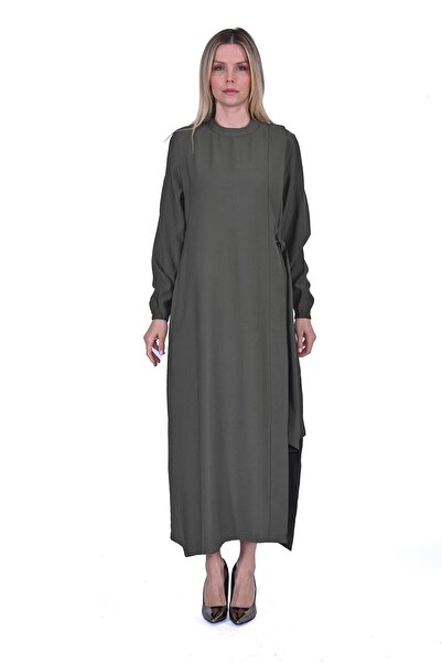 Invee Yan Bağcıklı Elbise YEŞİL